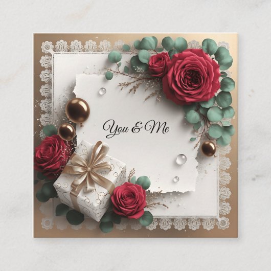 Carte De Visite Carré Elegant “You & Me” Gold Cursive Flat Greeting Card (Devant)