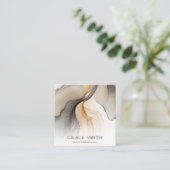 Carte De Visite Carré Elégante Aquarelle Beige (Debout devant)