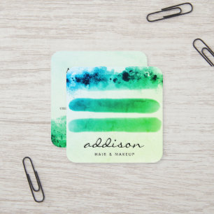 Carte De Visite Carré Elégante aquarelle de verdure