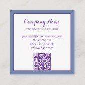 Carte De Visite Carré Elégante aquarelle Florale pourpre bleu (Dos)