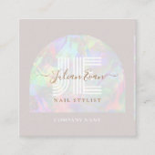 Carte De Visite Carré Elégante Beige Holographique Beauté (Devant)