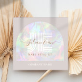 Carte De Visite Carré Elégante Beige Holographique Beauté