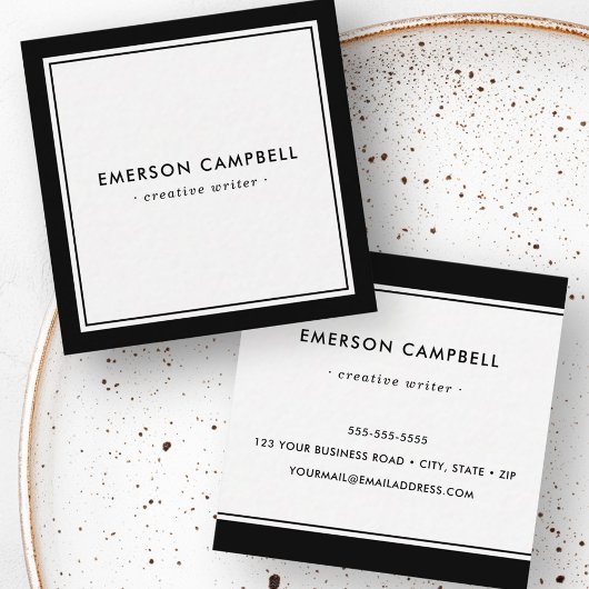 Carte De Visite Carré Élégante bordure noire minimale professionnelle mo