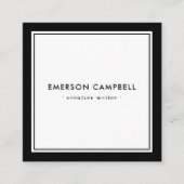 Carte De Visite Carré Élégante bordure noire minimale professionnelle mo (Devant)