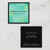 Carte De Visite Carré Elégante bordure verte / noire (Devant / Derrière)