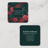 Carte De Visite Carré Élégante boutique de fleurs rouges (Devant / Derrière)