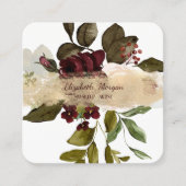 Carte De Visite Carré Élégante Brosse, Fleurs Bourgogne (Devant)