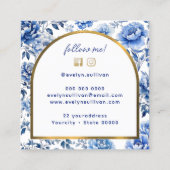 Carte De Visite Carré Élégante chinoiserie fleurs bleues (Dos)