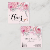 Carte De Visite Carré Elégante coiffeuse rose en cuivre (Devant / Derrière)