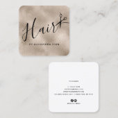 Carte De Visite Carré Elégante coiffeuse rose en cuivre (Devant / Derrière)