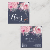 Carte De Visite Carré Elégante coiffeuse rose en cuivre (Devant / Derrière)