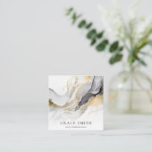 Carte De Visite Carré Elégante couleur or noir moderne (Debout devant)