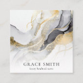 Carte De Visite Carré Elégante couleur or noir moderne (Devant)