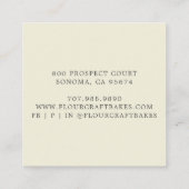 Carte De Visite Carré Élégante crème de logo Baker Dusty rose (Dos)