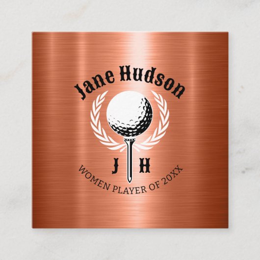 Carte De Visite Carré Elégante Dames Golf Monogramme Design (Devant)