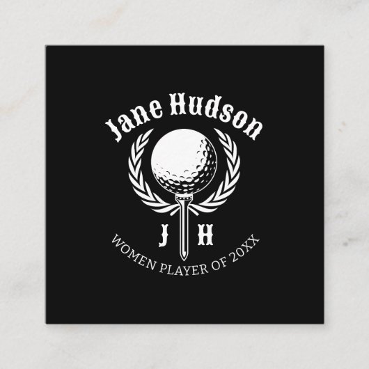 Carte De Visite Carré Elégante Dames Golf Monogramme Design (Devant)