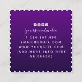 Carte De Visite Carré Elégante Danse École Danse Silhouette Purple Cool (Dos)