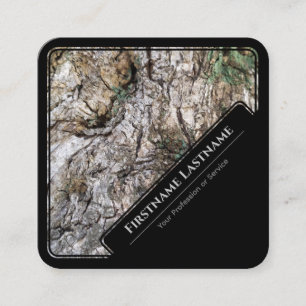 Carte De Visite Carré Élégante écorce noire encadrée en bois
