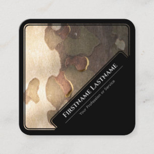 Carte De Visite Carré Élégante écorce noire encadrée en bois