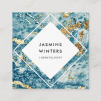 Elégante feuille d'or bleu marbre aquarelle diaman