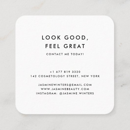 Carte De Visite Carré Elégante feuille d'or bleu marbre aquarelle minima (Dos)