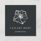 Carte De Visite Carré Élégante Fleur d'Hibiscus Tropical Argent (Devant)