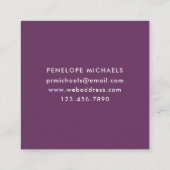 Carte De Visite Carré Élégante grille violette avec photo (Dos)