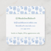 Carte De Visite Carré Élégante Lady Chinoiserie Monogramme (Dos)