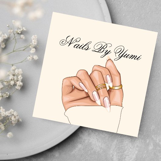 Carte De Visite Carré Élégante Manucure de technicien de clous de salon