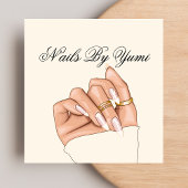 Carte De Visite Carré Élégante Manucure de technicien de clous de salon