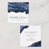 Carte De Visite Carré Elégante marine moderne Parties scintillant d'or b (Devant / Derrière)