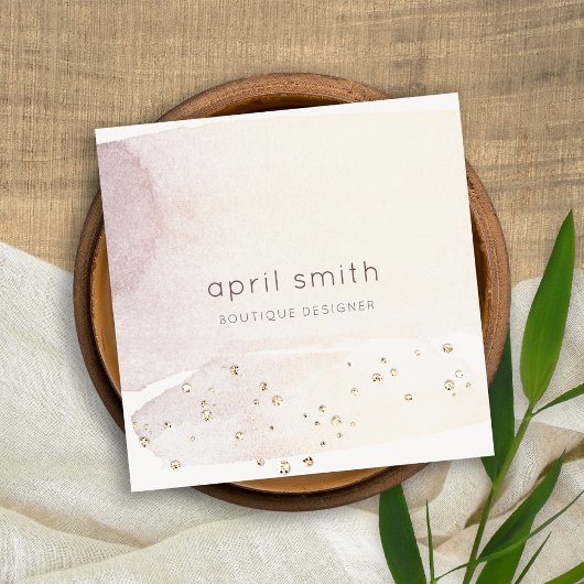 Carte De Visite Carré Elégante Parties scintillant Abstraite d'aquarelle