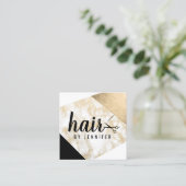 Carte De Visite Carré Elégante parties scintillant en marbre doré ciseau (Debout devant)