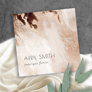 Carte De Visite Carré Elégante Parties scintillant or Marbre beige Agat