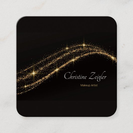 Carte De Visite Carré Elégante parties scintillant or simple moderne noi (Devant)