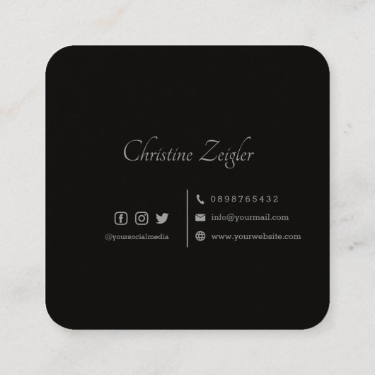 Carte De Visite Carré Elégante parties scintillant or simple moderne noi (Dos)