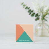 Carte De Visite Carré Elégante pêche simple orange turquoise bloc de cou (Debout devant)