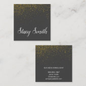 Carte De Visite Carré Elégante poussière d'or / Gris (Devant / Derrière)