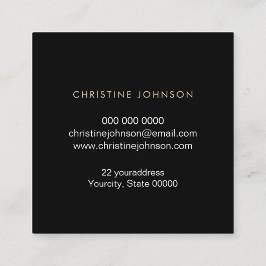 Carte De Visite Carré élégante séquence en or FAUX (Dos)