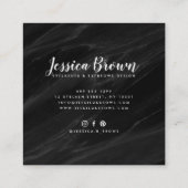 Carte De Visite Carré Élégantes extensions de sourcils en marbre noir (Dos)