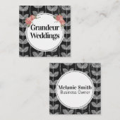 Carte De Visite Carré Elégantes Fleurs Chalk Vine Doodles (Devant / Derrière)