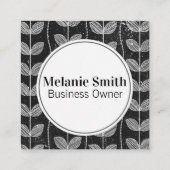 Carte De Visite Carré Elégantes Fleurs Chalk Vine Doodles (Dos)