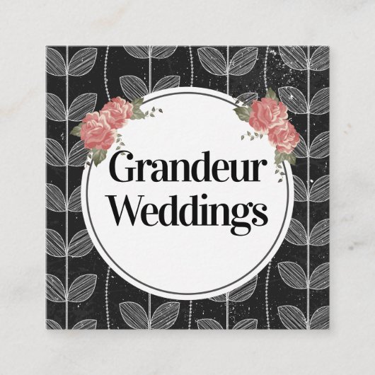 Carte De Visite Carré Elégantes Fleurs Chalk Vine Doodles (Devant)
