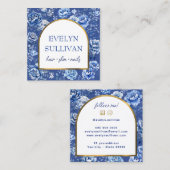 Carte De Visite Carré Élégantes fleurs de chinoiserie (Devant / Derrière)