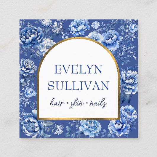 Carte De Visite Carré Élégantes fleurs de chinoiserie (Devant)