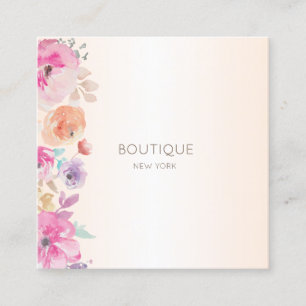 Carte De Visite Carré Élégantes fleurs modernes aquarelles