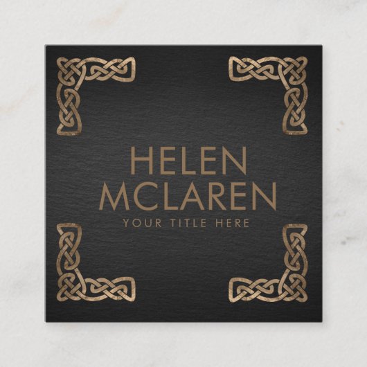 Carte De Visite Carré Élégants coins de noeuds celtiques (Devant)