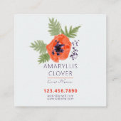 Carte De Visite Carré Élégants Motif d'aquarelle orange (Dos)