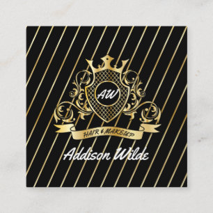 Carte De Visite Carré Elegenat Gold Monagram Conception