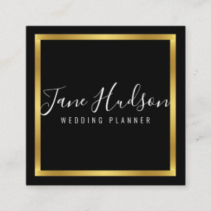 Carte De Visite Carré Elelgant Gold Black Minimaliste modifiable 2,5x2,5